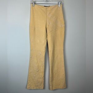 Roccobarocco Italy Yellow Embroidered Flared Cotton Velvet Y2K Pants 10